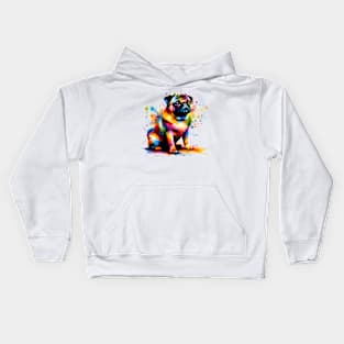 Artistic Colorful Splash Interpretation of Sitting Pug Kids Hoodie